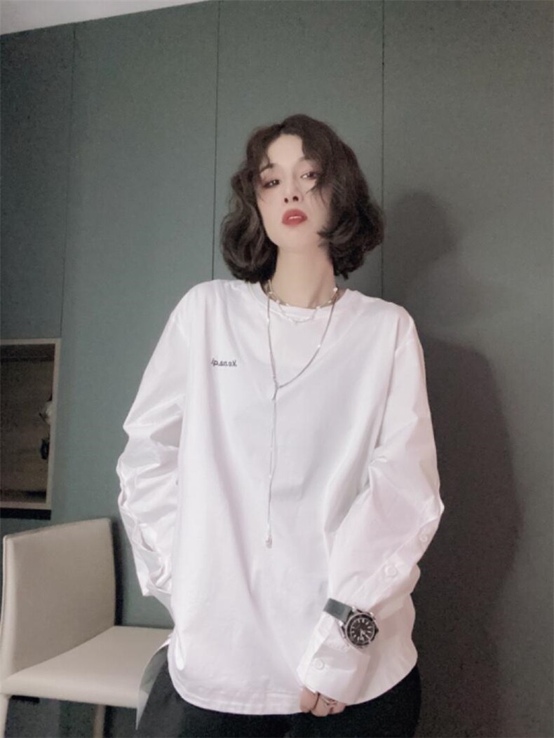 衬衫袖大版T恤ＭＬ，女装衬衫，可纳奇