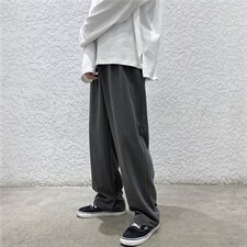 西装裤男九分宽松垂坠感港风直筒阔腿拖地休闲长裤男8906-P45，男装休闲裤，电商A318