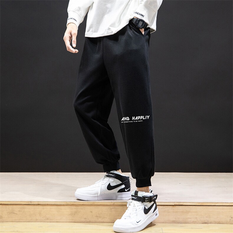 K12117-P40加绒P50束脚纯棉运动裤男士休闲裤大码宽松卫裤男,男装休闲裤,电商A040A