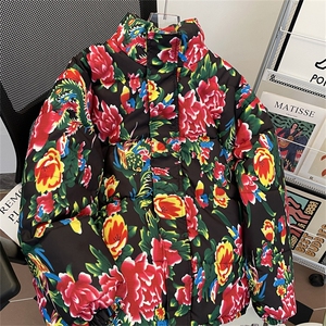 F566P78 2024新款东北大花棉袄加厚保暖新中式风图片