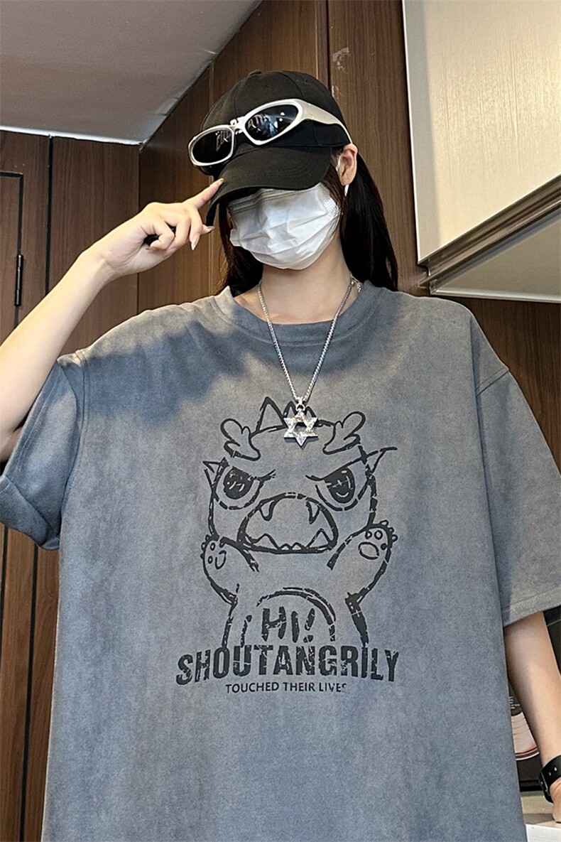 主推小恐龙印花麂皮绒短袖t恤男夏X416B-1-DY3022-特P25限39,男装T恤,星座416B-1