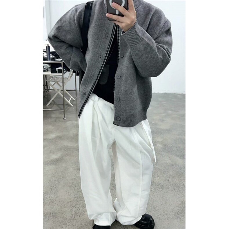格子衬衫领拼接假两件针织衫开衫毛衣外套W935-特P70,男装衬衫,星座1212