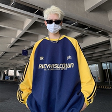 抖音得物供货提供视频秋冬重磅美式宽松织带圆领卫衣0703，男装卫衣，电商A486