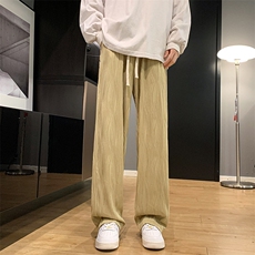8XL-M特大码冰丝褶皱肌理感裤子男韩版潮流百搭拖地裤K951P48，男装休闲裤，电商D206-1