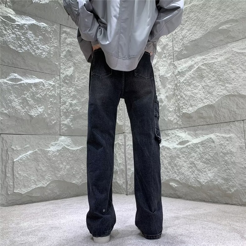工装拼色牛仔裤男潮牌高街美式直筒宽松休闲裤子Y9084-P55,男装牛仔裤,星座1109-3