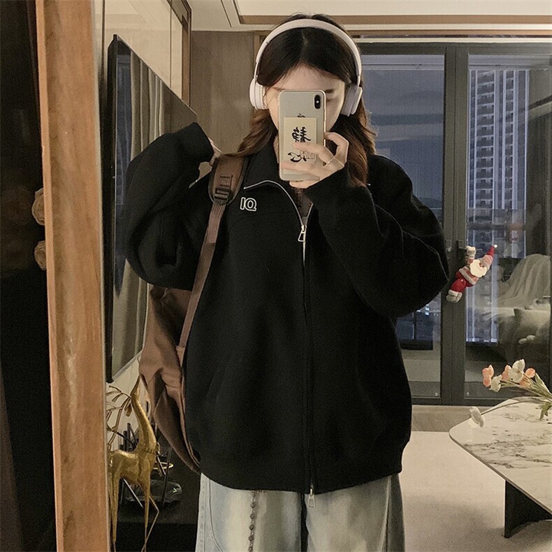 A495-P100春秋季上衣个性胸标外套港风男女同款拉链夹克卫衣情侣,男装夹克,星座911