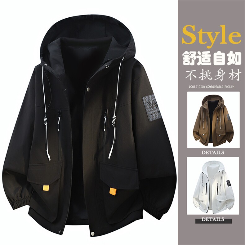 现货春季新款潮牌连帽休闲工装多口袋外套A436-D209夹克-P65，男装夹克，电商A436