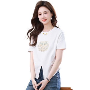 2024夏季新款个性下摆短袖T恤图片