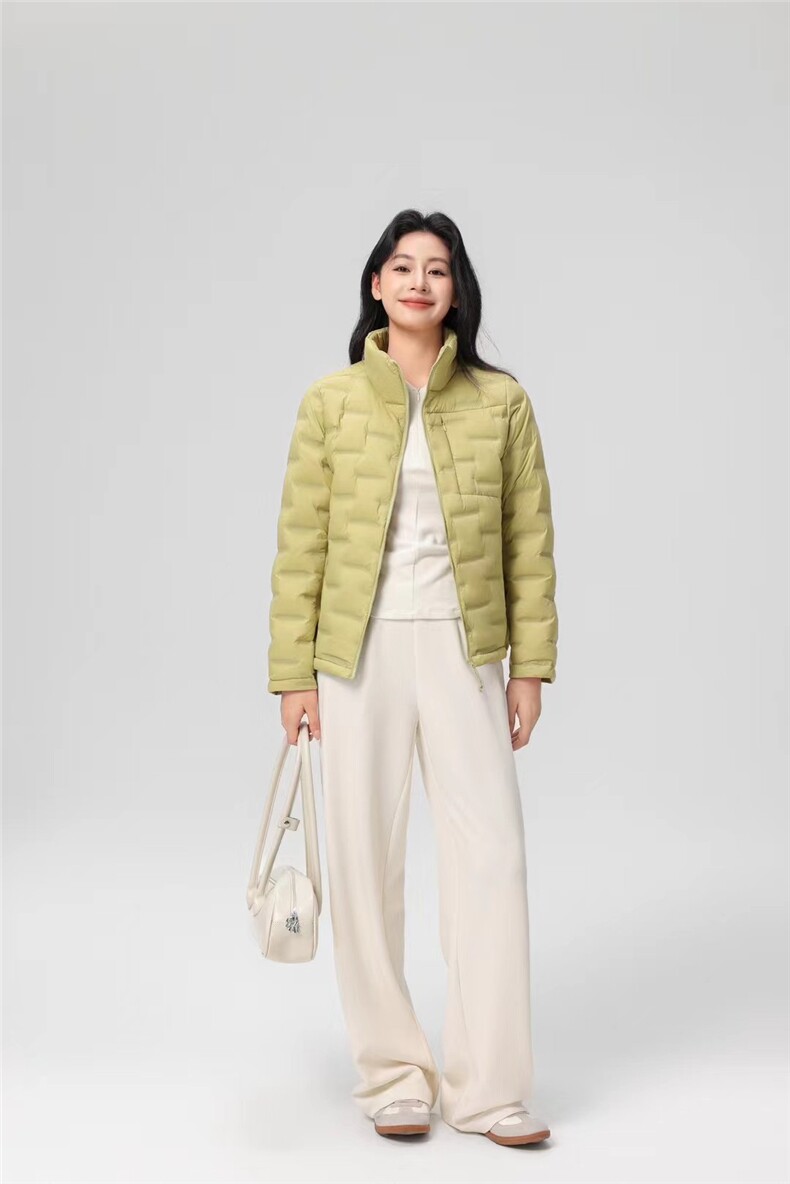 2025年秋季修身型时尚百搭通勤简约休闲立领，女装短外套，牛米欧羽绒服工厂店