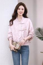 2025春棒球服短外套新中式唐装汉服盘扣外套，女装短外套，3200格调