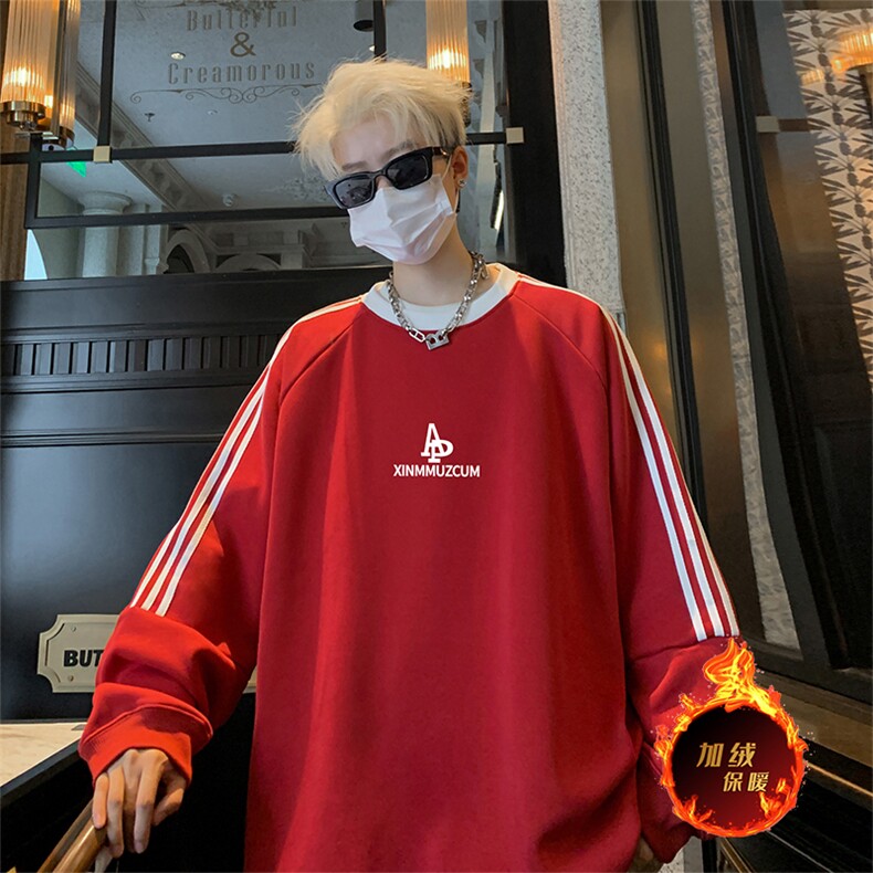 抖音得物供货提供视频秋冬重磅美式宽松织带圆领卫衣0325,男装卫衣,电商A486