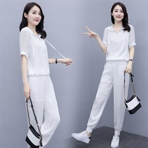 冰丝运动套装女2025年夏季新款时尚洋气减龄小个子薄款休闲两件套图片