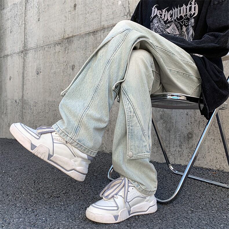 美式牛仔裤男款春季水洗做旧小众黄泥染长裤A061-YJ6724-P65控88,男装牛仔裤,电商A061-1