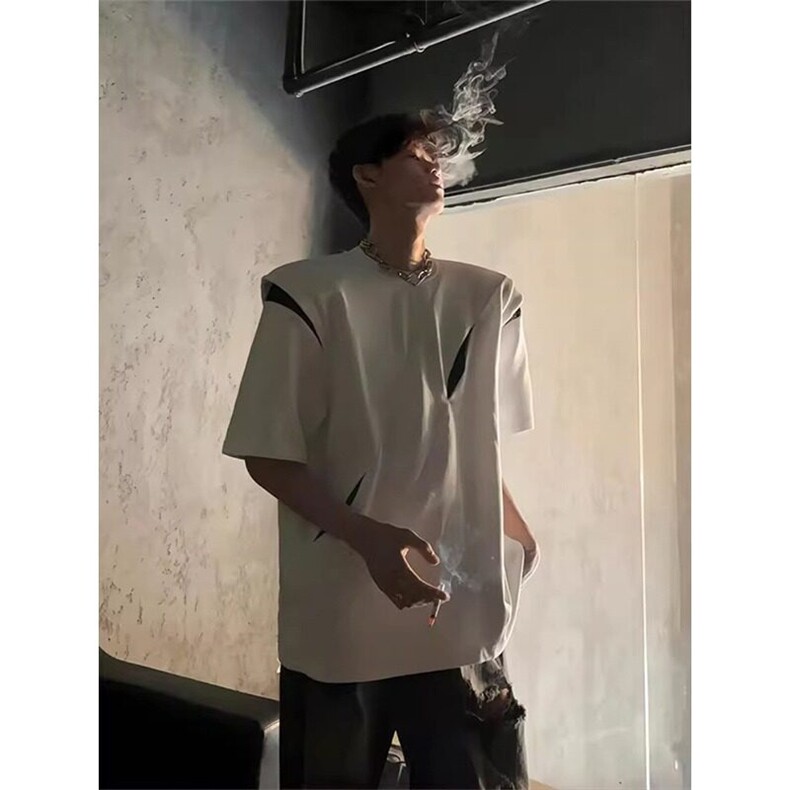 【有货】DT32-特P33设计感垫肩t恤男小众高级感分割解构短袖潮,男装T恤,星座603-2