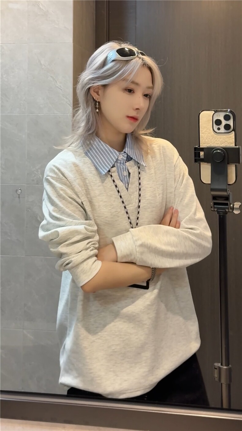 深度库存WY5506-P48控68加绒P58控78假两件衬衫领休闲长袖卫衣,男装衬衫,电商D232