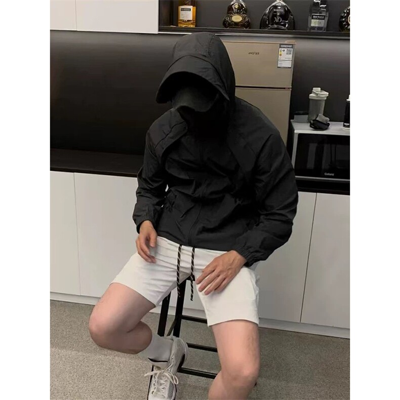 现货冰丝连帽防晒衣轻薄网眼透气户外运动拼接外套男A699-P45,男装防晒衣,星座1505