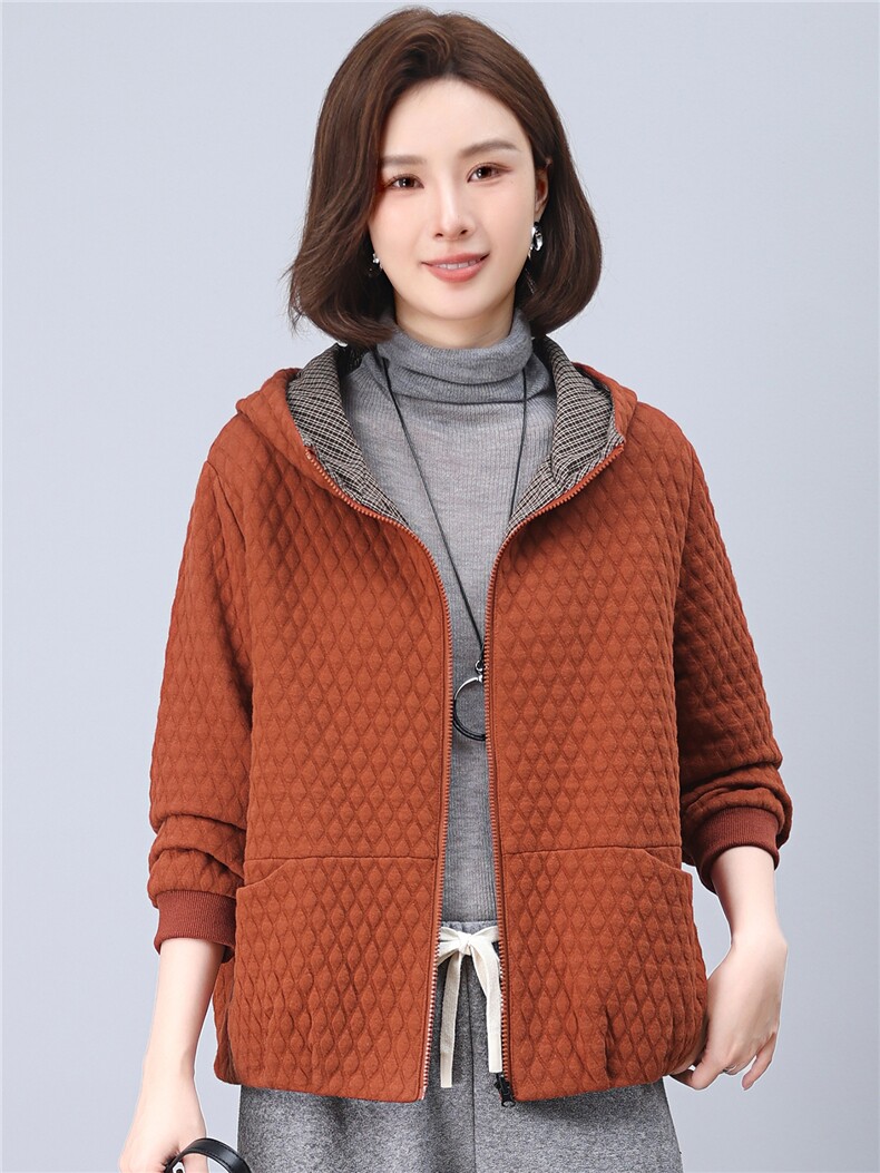 2026年春秋季新款时尚大码妈妈装气质显瘦休闲百搭两面穿外套,女装短外套,独衣靓