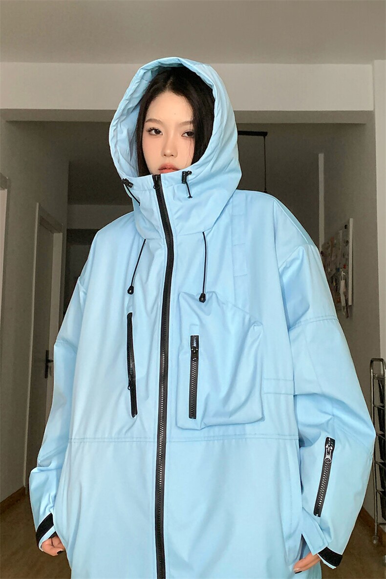 防水连帽冲锋衣男中性保暖加棉加厚亮面滑雪中性风衣外套M42-P165,男装棉衣,电商A001-1
