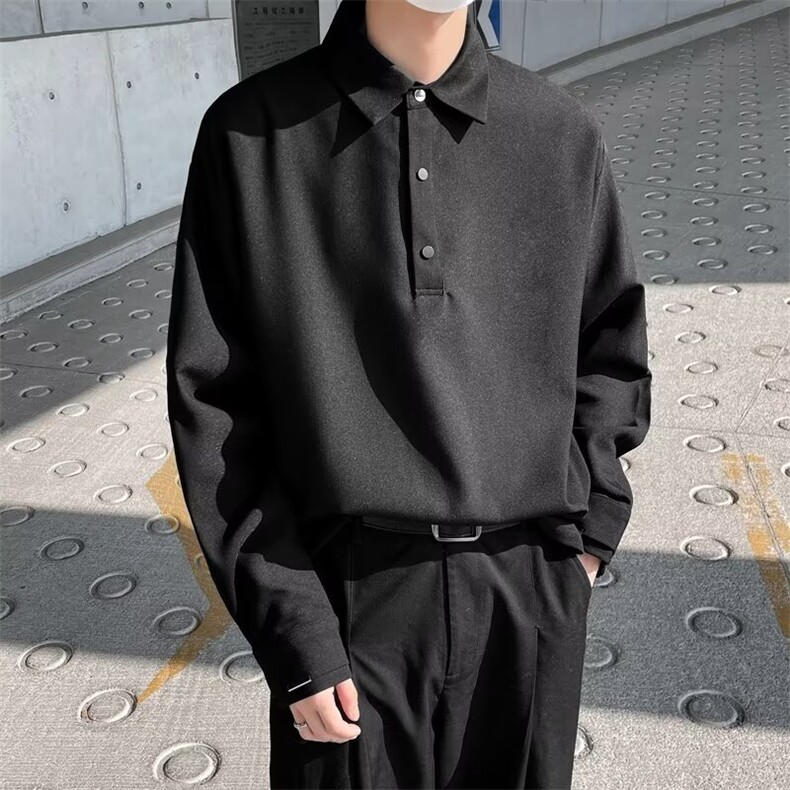 polo衬衫男款长袖垂感衬衣春夏季套头韩版bf宽松休闲上衣T124,男装衬衫,星座1116A-1（原606A）