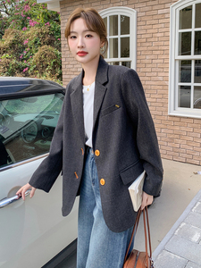 高级感黑色西装外套女2025春季新款韩版宽松休闲气质通勤西服爆款图片