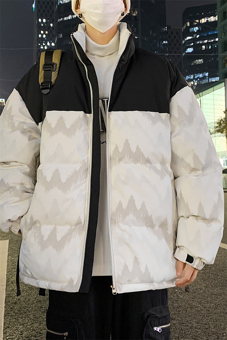 秋冬2024新款立领加厚拼接印花棉衣外套A436-5902-P98控价138,男装棉衣,电商A436