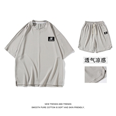 夏季亲肤百搭宽松休闲冰丝套装TZ16-特批70，男装休闲套装，星座718