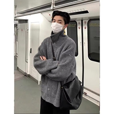小众设计纽扣cleanfit加厚毛衣男女宽松欧美针织开衫M16399-p50，男装针织衫/毛衣，星座1008