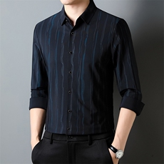 H60093钱塘2020-3秋装新款百搭时尚休闲简约中年男士长袖P83，男装衬衫，钱塘207-3
