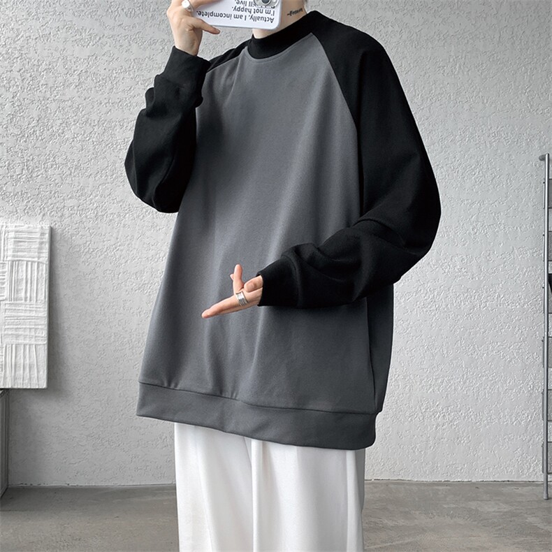 8XL-M280g重磅插肩半高领长袖t恤男打底德绒卫衣DR001特P27加绒37,男装T恤,电商B312