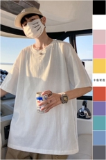2024夏季新款港风大码纯色圆领10色短袖T恤S-5XHT21000-P15，男装T恤，电商A022