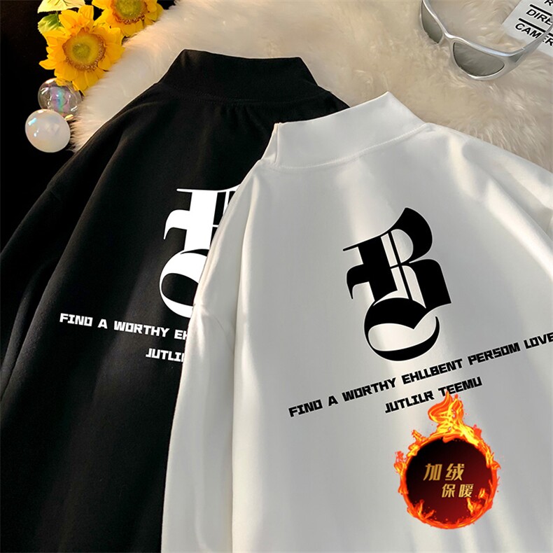 一件过冬重磅保暖针织衫德绒加绒加厚卫衣半高领打底长袖T恤DR33,男装T恤,电商A486