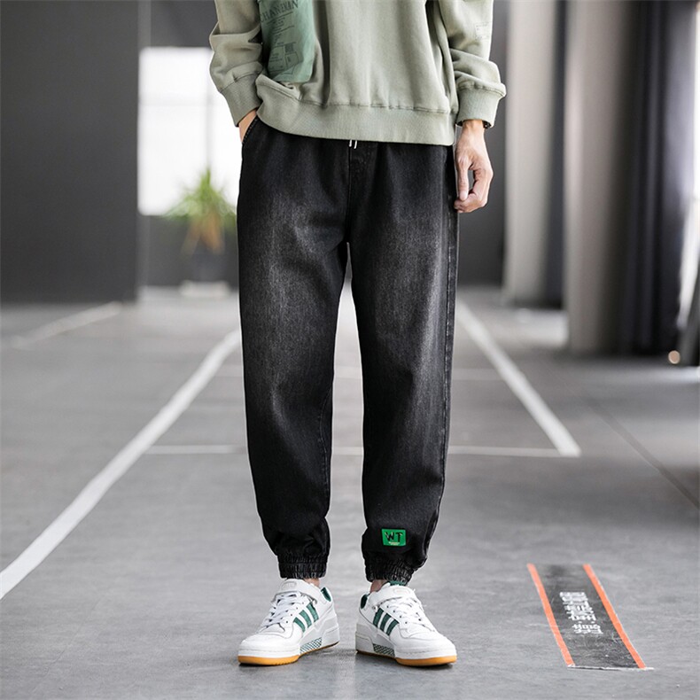 秋冬牛仔裤男宽松韩版潮百搭束脚潮牌休闲工装长裤C402图片