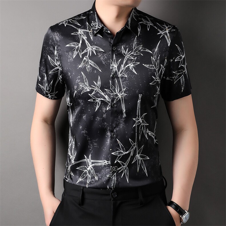 夏季中年男翻领男衬衫商务休闲男士短袖上衣 ZL81162-P85图片