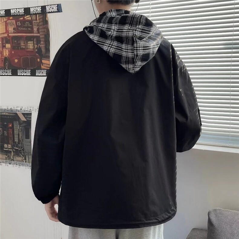工装外套男士春秋冬季新款假两件连帽外套W026P65,男装夹克,星座1116-2