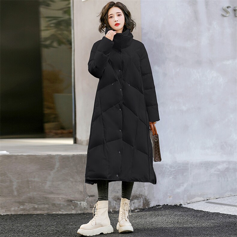 秋冬新款时尚简约百搭女士立领中长款羽绒服保暖外套,女装羽绒服,海爱依仁