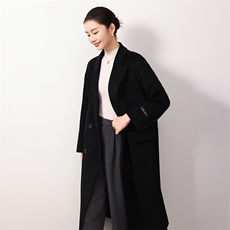 时尚百搭秋冬新款羊毛女士双面呢大衣显瘦气质长款外套，女装双面呢大衣，岳达羊绒