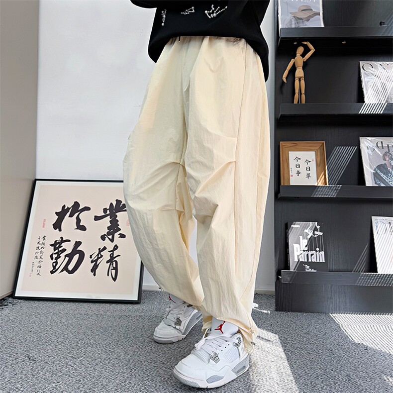 CK09/P68控98秋季中性风宽松速干松弛舒适百搭阔腿裤子杏首,男装休闲裤,星座305B-1