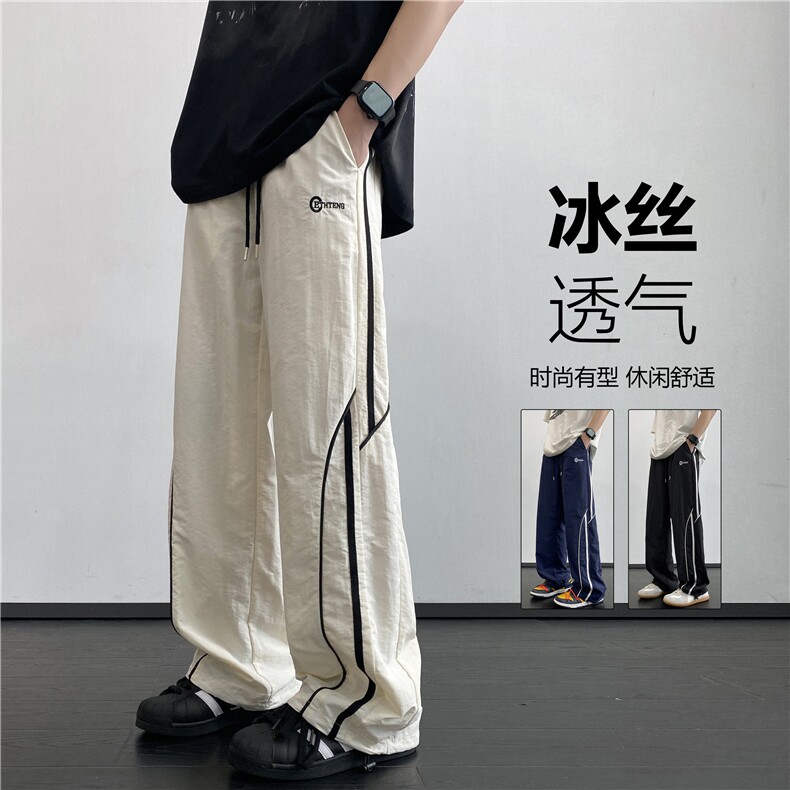 抖音品质夏季新款潮流运动冰丝宽松休闲裤B315-K24220-特p35控68,男装休闲裤,电商B315