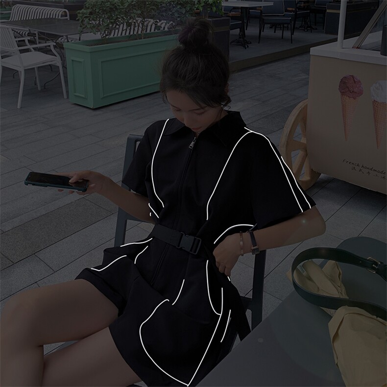 黑色时尚收腰显瘦连体短裤女2025夏季新款高级感小个子百搭连衣裤图片
