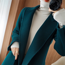 2025新款秋冬双面羊绒大衣女中长款高端赫本风韩版羊毛呢外套，女装双面呢大衣，乾庄羊绒