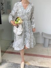 现货写意印花连衣裙，女装连衣裙，汐美