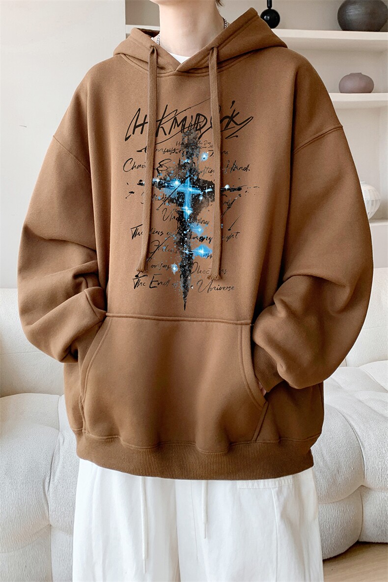 已注册/华棉春秋内景复古休闲宽松连帽卫衣男WY00655/P45加绒P50,男装卫衣,电商B316