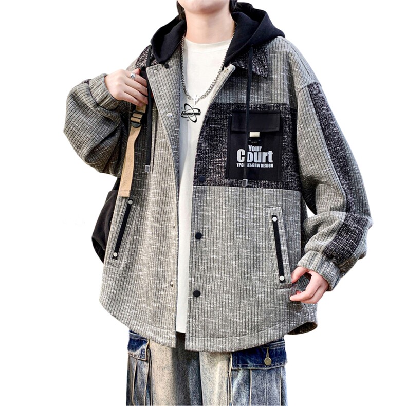外套男学生潮流撞色连帽夹克春秋青少年帅气冲锋A436-2682-P80,男装夹克,电商A436