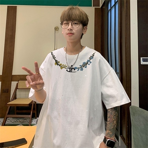 可48小时发货支持抖音得物来样二开 美式满天星亮片短袖T恤MTX722图片