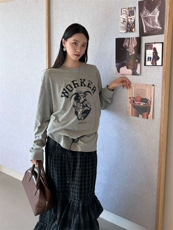 2025百搭时尚简约爱心狗狗长t上衣，女装T恤，湘姗