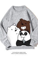 加厚加绒毛衣男大码毛线衣男针织衫M19277-P45加绒款-P65白底，男装针织衫/毛衣，电商A040A