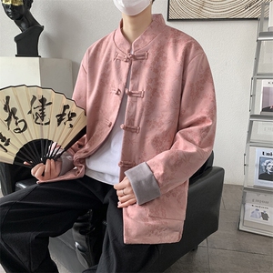 男士外套麂皮绒印花夹克盘扣立领唐装风 XZ1512-2507-P85图片