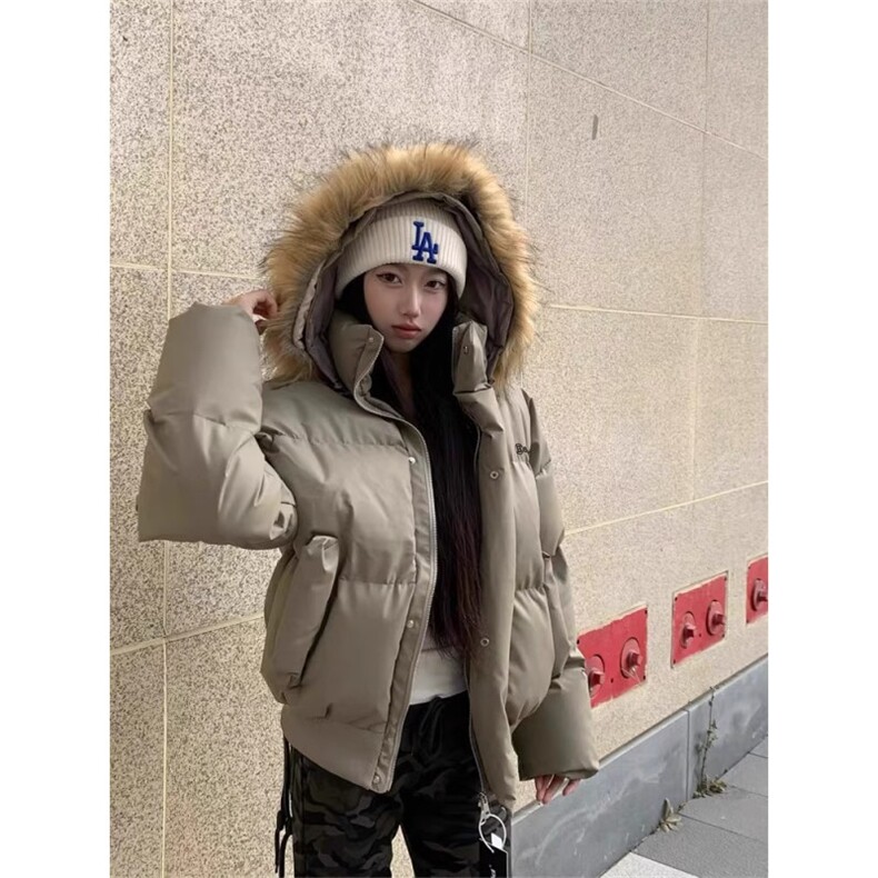 美式复古PU皮棉服女2025冬季新款加厚大毛领情侣休闲保暖棉袄外套,男装棉衣,星座506A