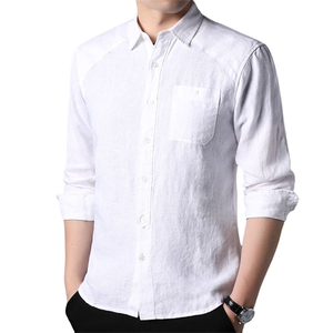 新款长袖衬衫男春夏季2024年男装纯色衬衫中年薄款休闲上衣服P115图片