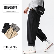 日系纯棉工装裤男夏季薄款休闲裤九分裤长裤217-2-HK23849-P48，男装工装外套，星座217-2